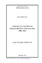 Làng bản của người nùng ở huyện bình gia tỉnh lạng sơn (1986 2013)