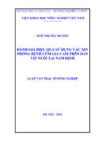 đánh giá hiệu quả sử dụng vắc xin phòng bệnh cúm gia cầm trên đàn vịt nuôi tại nam định