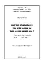 Phát triển bền vững du lịch vùng duyên hải đông bắc trong bối cảnh hội nhập quốc tế