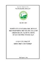 Nghiên cứu cơ sở khoa học, đề xuất biện pháp phòng trừ sâu ong ăn lá mỡ (shizocera sp.) tại rừng trồng huyện chợ mới, tỉnh bắc kạn