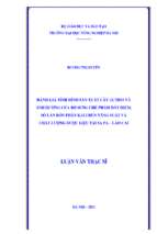 đánh giá tình hình sản xuất cây actiso và ảnh hưởng của bổ sung chế phẩm đất hiếm, số lần bón phân kali đến năng suất và chất lượng dược liệu tại sa pa, lào cai