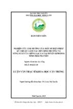 Nghiên cứu ảnh hưởng của một số biện pháp kỹ thuật canh tác đến sinh trưởng và năng suất của giống lạc l14 tại huyện định hoá – tỉnh thái nguyên