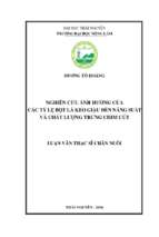 Nghiên cứu ảnh hưởng của các tỷ lệ bột lá keo giậu đến năng suất và chất lượng trứng chim cút
