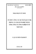 Tổ chức công tác kế toán quản trị trong các doanh nghiệp thuộc tổng công ty công nghiệp ô tô việt nam