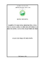 Nghiên cứu khả năng sinh trưởng, năng suất, chất lượng và tiêu hóa invitro của một số giống cao lương ngọt trên bò thịt