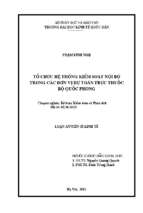 Tổ chức hệ thống kiểm soát nội bộ trong các đơn vị dự toán trực thuộc bộ quốc phòng