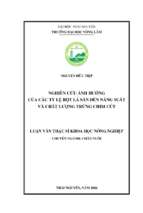Nghiên cứu ảnh hưởng của các tỷ lệ bột lá sắn đến năng suất và chất lượng trứng chim cút