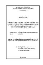 Tổ chức hệ thống thông tin kế toán quản trị chi phí trong các doanh nghiệp may việt nam