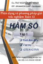 Phân dạng và phương pháp giải trắc nghiệm toán 12 chuyên đề hàm số tập 1