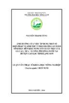 ảnh hưởng của việc áp dụng một số biện pháp vệ sinh thú y theo hướng an toàn sinh học đến khả năng sản xuất thịt của gà lai (♂ri x ♀lương phượng) nuôi tại huyện cao lộc tỉnh lạng sơn