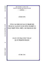 Luận văn nâng cao hiệu quả quản trị rủi ro tín dụng tại ngân hàng nông nghiệp và phát triển nông thôn   chi nhánh hà nội