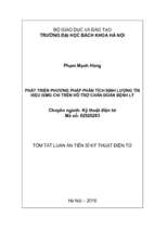 Luận án tiến sĩ kỹ thuật điện tử phát triển phương pháp phân tích định lượng tín hiệu iemg chi trên hỗ trợ chẩn đoán bệnh lý