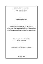 Luận án tiến sĩ nghiên cứu mối quan hệ giữa tăng trưởng kinh tế và bất bình đẳng ở vùng kinh tế trọng điểm trung bộ