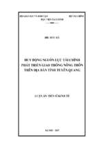 Huy động nguồn lực tài chính phát triển giao thông nông thôn trên địa bàn tỉnh tuyên quang