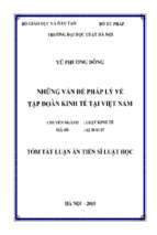 Luận án tiến sĩ luật học những vấn đề pháp lý về tập đoàn kinh tế tại việt nam