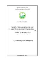 Nghiên cứu đặc điểm sinh học và khả năng sản xuất của gà cáy củm nuôi tại thái nguyên