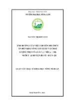 ảnh hưởng của việc chuyển đổi thức ăn đến khả năng sản xuất và chất lượng thịt của gà f1(♂ mía x ♀ ri) nuôi tại huyện ba vì, thành phố hà nội