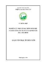 Nghiên cứu một số đặc điểm sinh học và khả năng sản xuất của lợn bản đà bắc, hòa bình