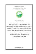 ảnh hưởng của các tỷ lệ bột tỏi trong khẩu phần đến khả năng sản xuất và kháng bệnh của gà thịt lương phượng nuôi tại huyện bảo thắng   tỉnh lào cai