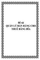 đề tài quản lý bán hàng cho thuê băng đĩa   luận văn, đồ án, đề tài tốt nghiệp