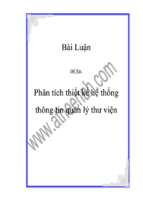 đề tài phân tích thiết kế hệ thống thông tin quản lý thư viện   luận văn, đồ án, đề tài tốt nghiệp