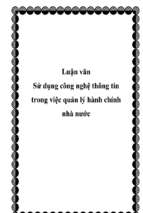 Luận văn sử dụng công nghệ thông tin trong việc quản lý hành chính nhà nước   luận văn, đồ án, đề tài tốt nghiệp