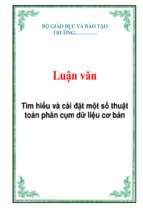 Luận văn tìm hiểu và cài đặt một số thuật toán phân cụm dữ liệu cơ bản   luận văn, đồ án, đề tài tốt nghiệp