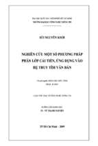 Luận văn nghiên cứu một số phương pháp phân lớp cải tiến, ứng dụng vào hệ truy tìm văn bản   luận văn, đồ án, đề tài tốt nghiệp