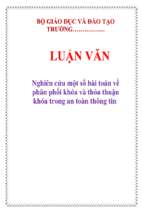 Luận văn nghiên cứu một số bài toán về phân phối khóa và thỏa thuận khóa trong an toàn thông tin   luận văn, đồ án, đề tài tốt nghiệp