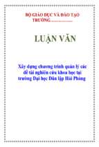 đề tài xây dựng chương trình quản lý các nghiên cứu khoa học tại trường đại học dân lập hải phòng   luận văn, đồ án, đề tài tốt nghiệp