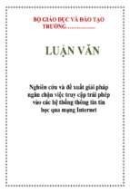 đồ án nghiên cứu và đề xuất giải pháp ngăn chặn việc truy cập trái phép vào các hệ thống thông tin tin học qua mạng internet   luận văn, đồ án, đề tài tốt nghiệp