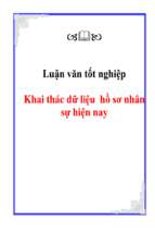 Luận văn khai thác dữ liệu hồ sơ nhân sự hiện nay   luận văn, đồ án, đề tài tốt nghiệp