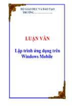 Luận văn lập trình ứng dụng trên windows mobile   luận văn, đồ án, đề tài tốt nghiệp