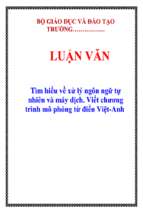 đồ án tìm hiểu về xử lý ngôn ngữ tự nhiên và máy dịch   viết chương trình mô phỏng từ điển việt   anh   luận văn, đồ án, đề tài tốt nghiệp