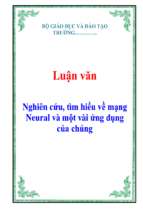 Luận văn nghiên cứu, tìm hiểu về mạng neural và một vài ứng dụng của chúng   luận văn, đồ án, đề tài tốt nghiệp