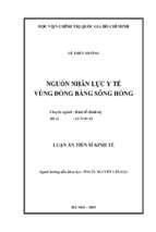 Nguồn nhân lực y tế vùng đồng bằng sông hồng