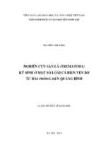 Nghiên cứu sán lá (trematoda) ký sinh ở một số loài cá biển ven bờ từ hải phòng đến quảng bình