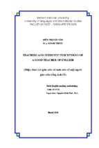 Teachers and students’ perceptions of a good teacher of english= nhận thức của giáo viên và sinh viên về một người giáo viên tiếng anh tốt