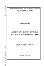 Xây dựng và quản lý danh mục đầu tư chứng khoán ở việt nam