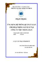 ứng dụng hệ thống quản lý lean cho hoạt động sản xuất tại công ty việt thắng jean