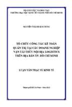 Tổ chức công tác kế toán quản trị tại các doanh nghiệp vận tải thủy nội địa logistics trên địa bàn thành phố hồ chí minh