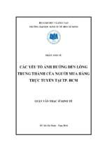 Các yếu tố ảnh hưởng đến lòng trung thành của người mua hàng trực tuyến tại tp. hcm