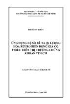 ứng dụng hệ số bêta lượng hóa rủi ro biến động giá cổ phiếu trên thị trường chứng khoán tphcm