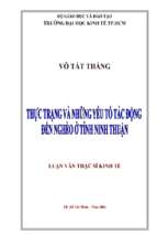 Thực trạng và những yếu tố tác động đến nghèo ở tỉnh ninh thuận
