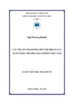Các yếu tố ảnh hưởng đến lợi nhuận của ngân hàng thương mại cổ phần việt nam