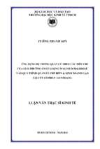 ứng dụng hệ thống quản lý theo các tiêu chí của giải thưởng chất lượng malcolm baldrige vào quá trình quản lý chế biến và kinh doanh gạo tại công ty cổ phần gentraco