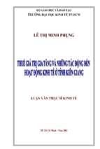 Thuế giá trị gia tăng và những tác động đến hoạt động kinh tế ở tỉnh kiên giang