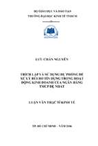 Trích lập và sử dụng dự phòng để xử lý rủi ro tín dụng trong hoạt động kinh doanh của ngân hàng tmcp đệ nhất