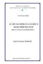 Tự chủ tài chính của các đơn vị hành chính nhà nước (nghiên cứu trường hợp chi cục kiểm lâm thành phố hồ chí minh)