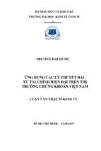 ứng dụng các lý thuyết đầu tư tài chính hiện đại trên thị trường chứng khoán việt nam